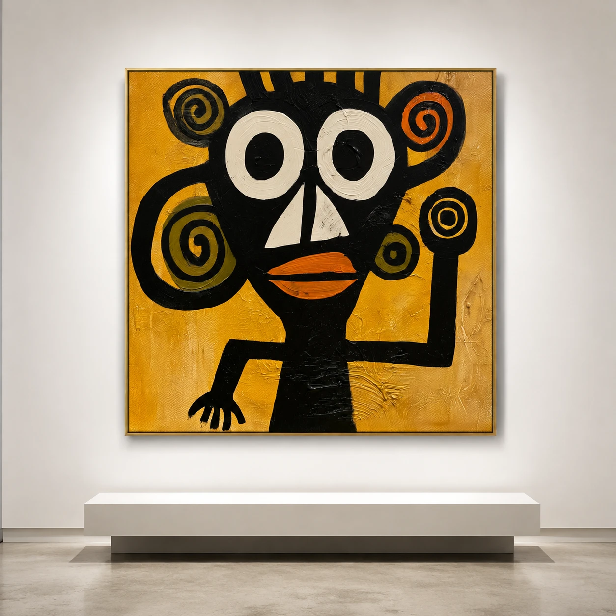 S017 | Twin Spiral Guardian – Boho Figurative Wall Art