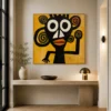 S017 | Twin Spiral Guardian – Boho Figurative Wall Art