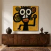 S017 | Twin Spiral Guardian – Boho Figurative Wall Art
