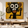 S017 | Twin Spiral Guardian – Boho Figurative Wall Art