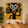S017 | Twin Spiral Guardian – Boho Figurative Wall Art