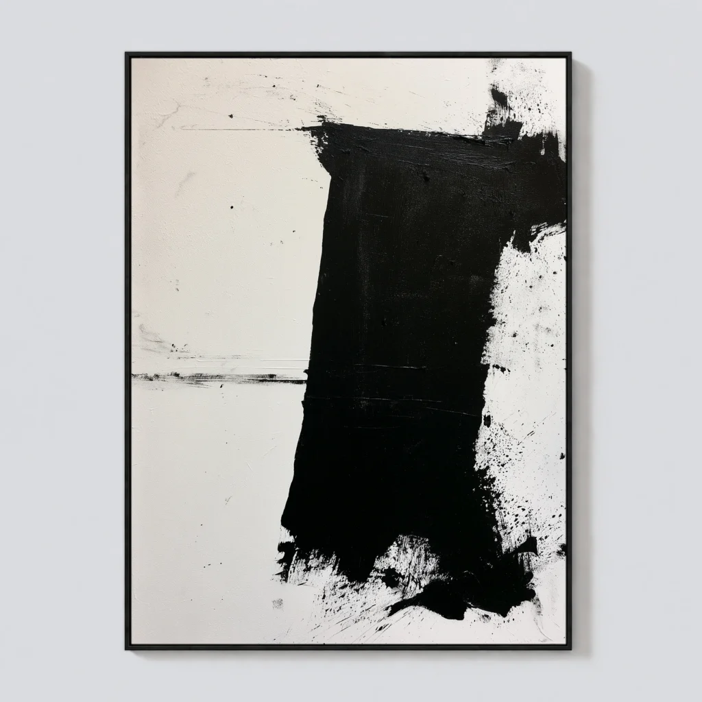 P073 | After the Gesture – Black Abstract Canvas