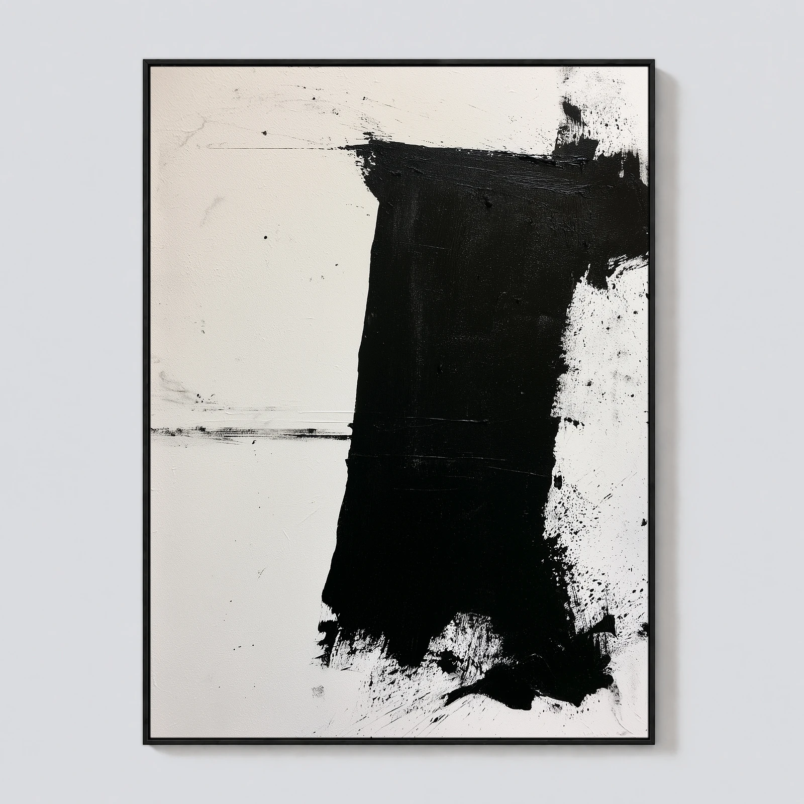 P073 | After the Gesture – Black Abstract Canvas
