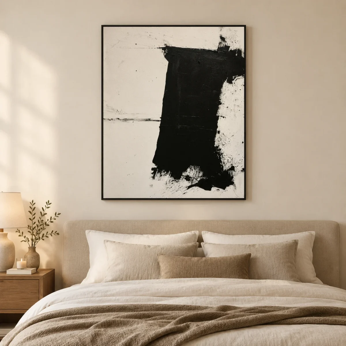 P073 | After the Gesture – Black Abstract Canvas
