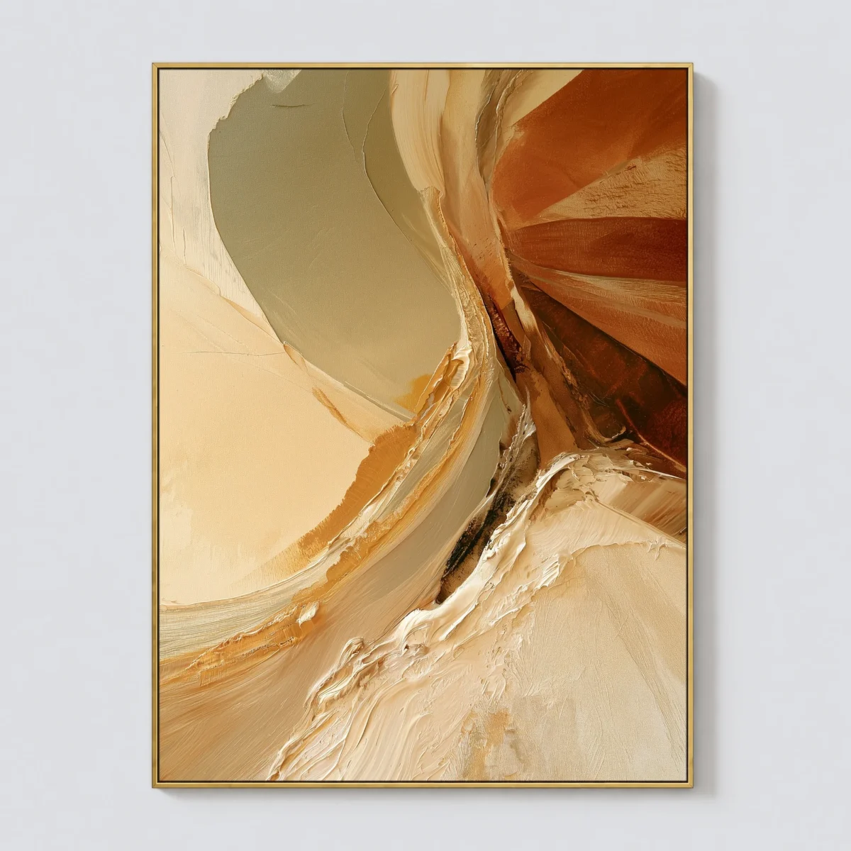 P080 | Amber Divide – Neutral Abstract Wall Art