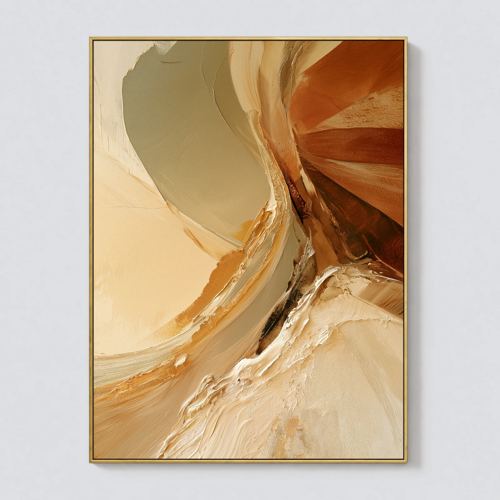 P080 | Amber Divide – Neutral Abstract Wall Art