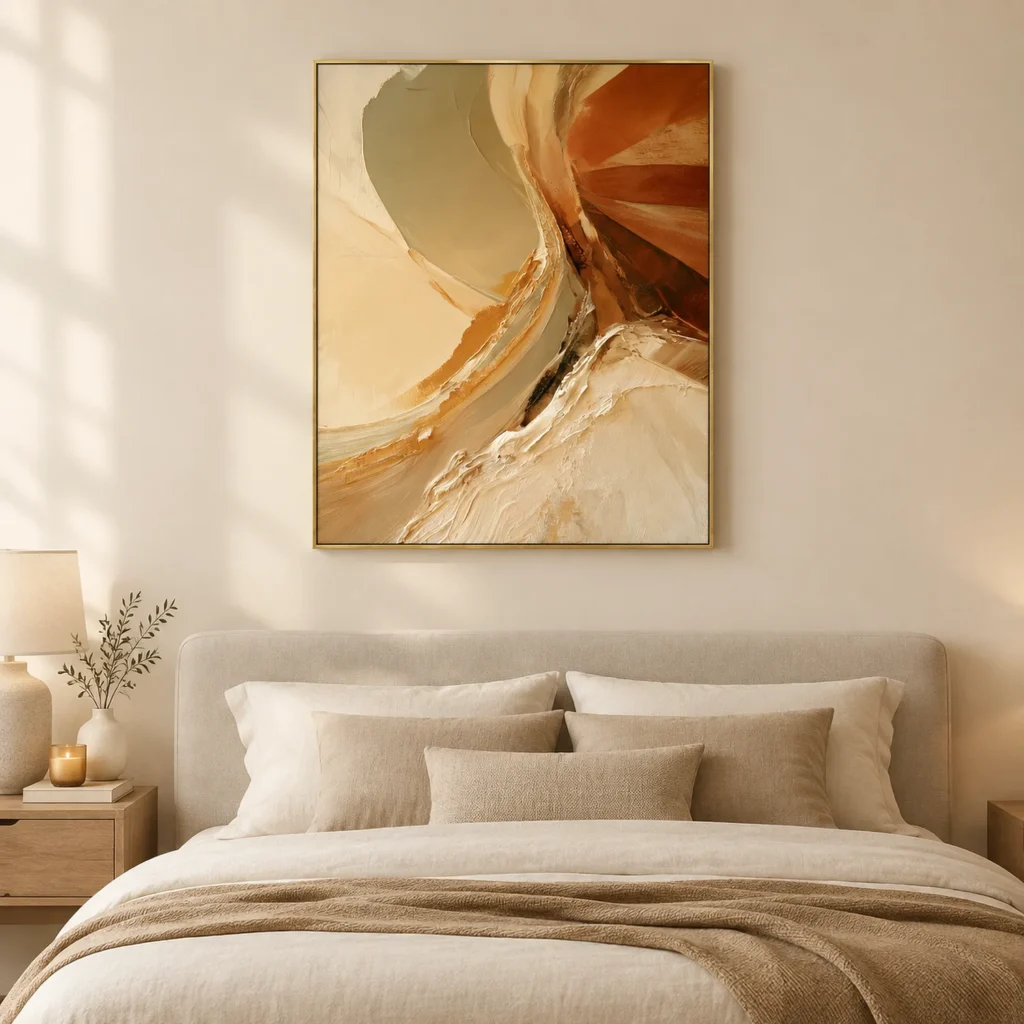 P080 | Amber Divide – Neutral Abstract Wall Art