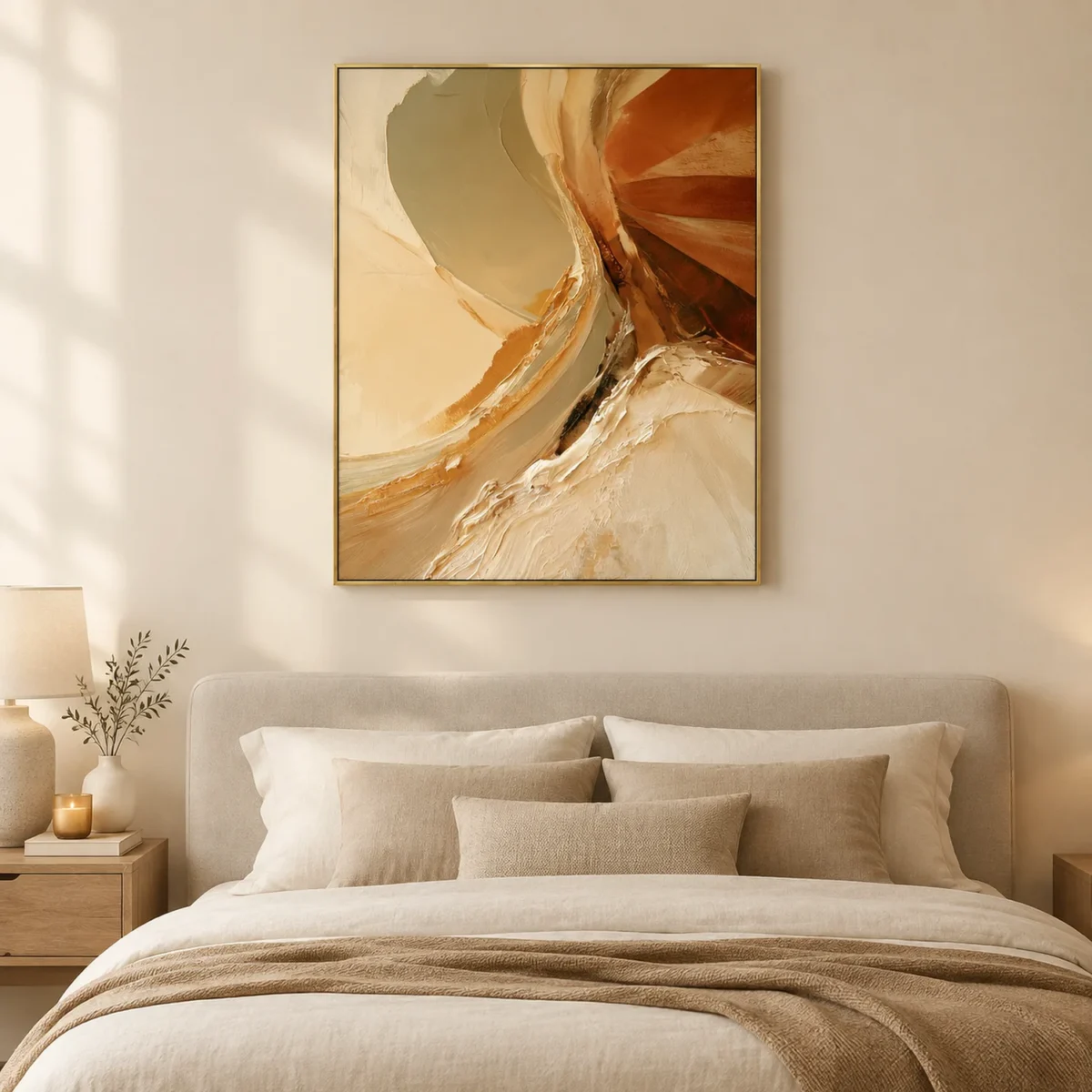 P080 | Amber Divide – Neutral Abstract Wall Art