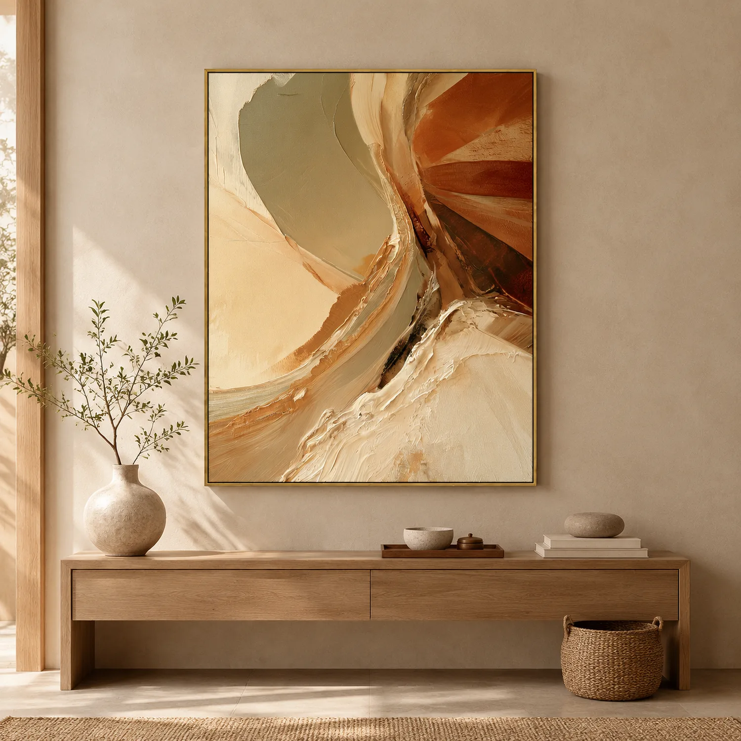 amber-divide-neutral-abstract-wall-art-display-04 P080 | Amber Divide – Neutral Abstract Wall Art