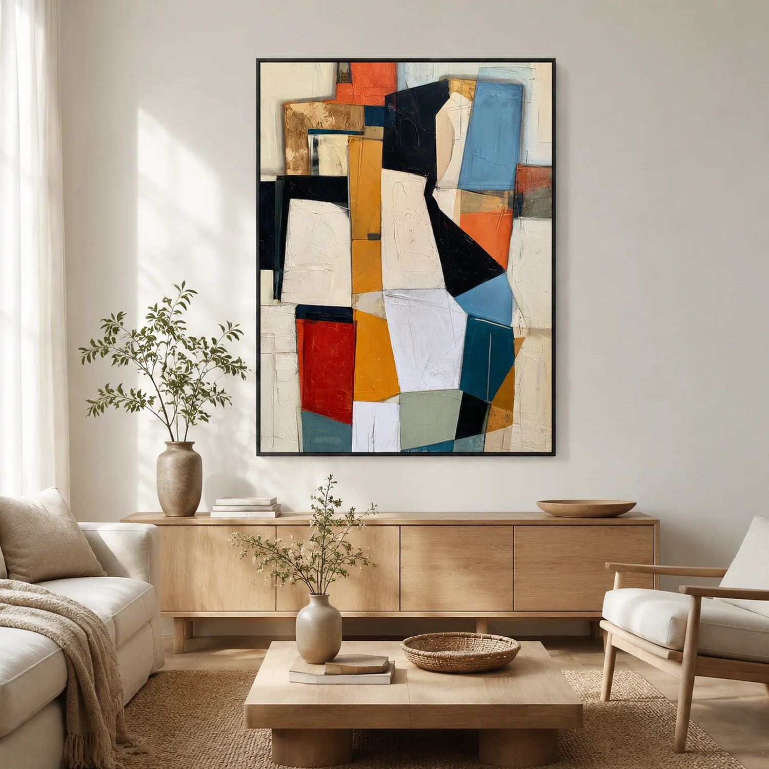 amber-stack-geometric-abstract-wall-art-living-room-1 P039 | Amber Stack – Geometric Abstract Wall Art