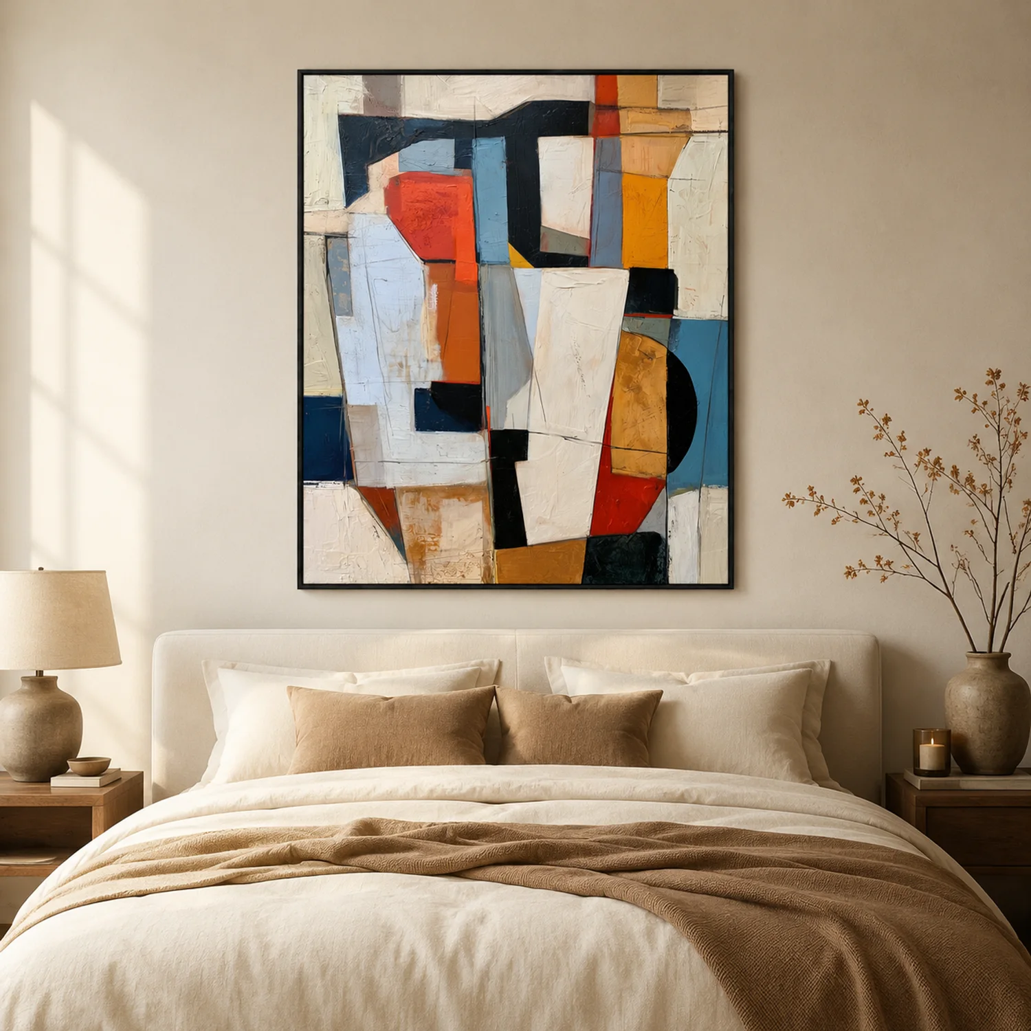 black-beam-geometric-abstract-wall-art-bedroom-1 P043 | Black Beam – Geometric Abstract Wall Art