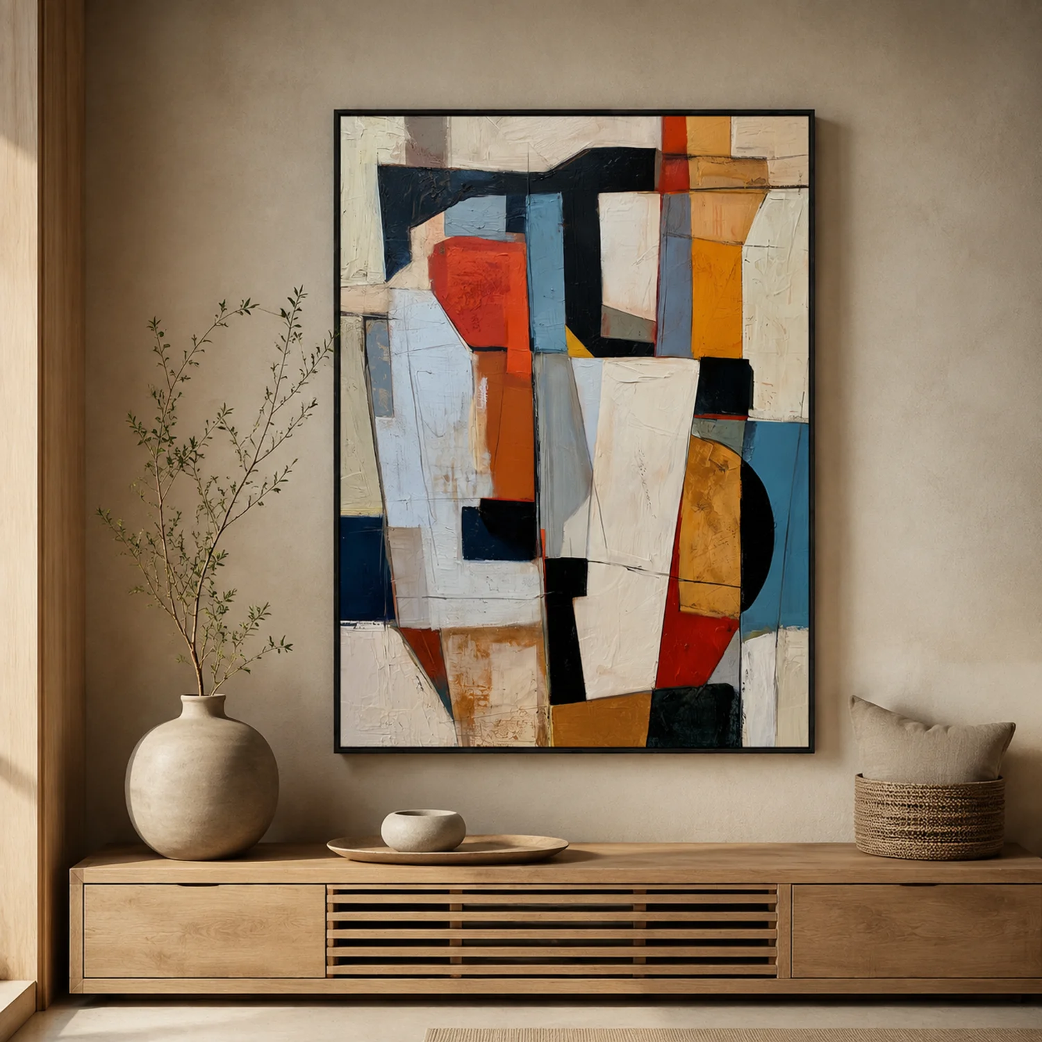 black-beam-geometric-abstract-wall-art-entryway-1 P043 | Black Beam – Geometric Abstract Wall Art