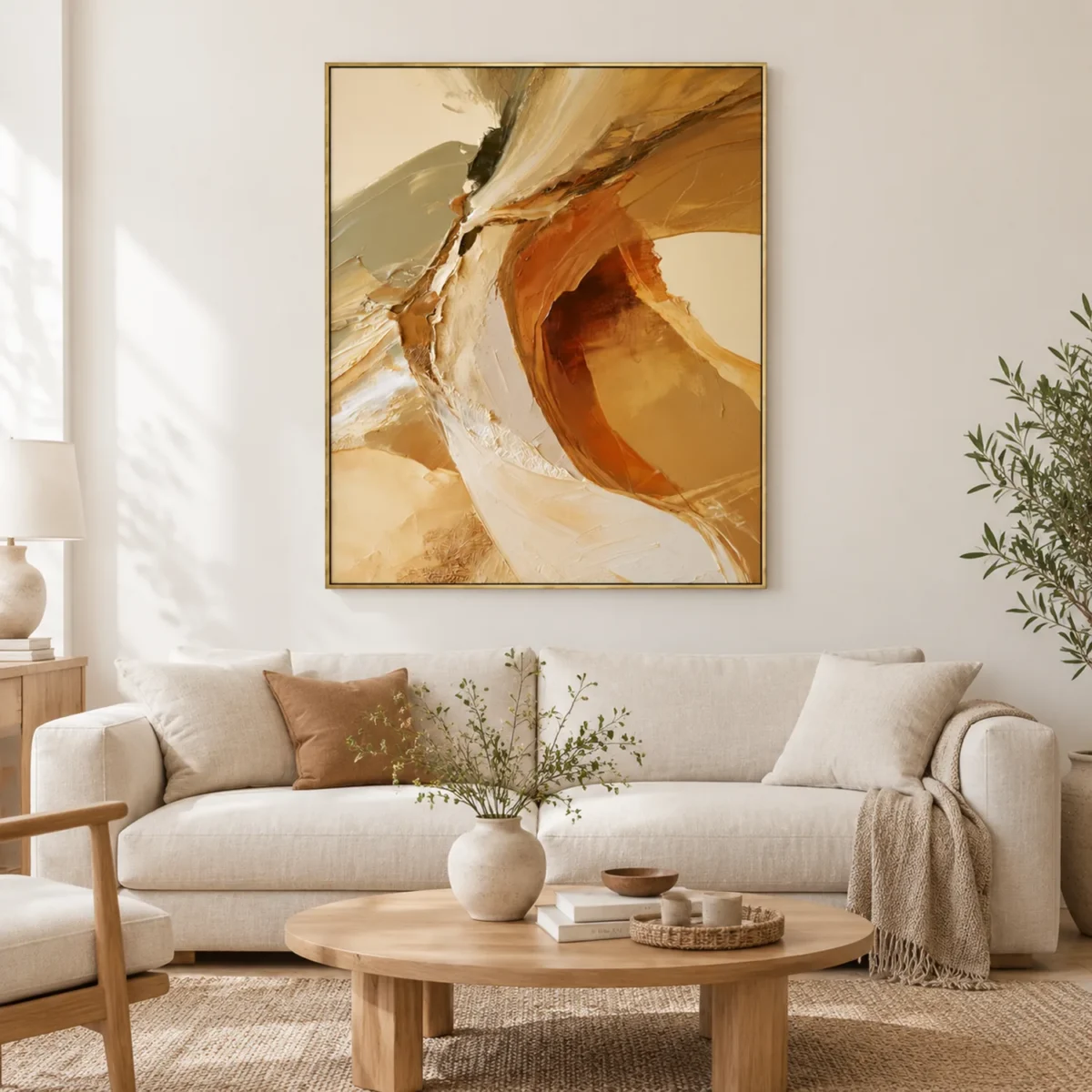 P077 | Burnt Center – Earth Tone Abstract Painting