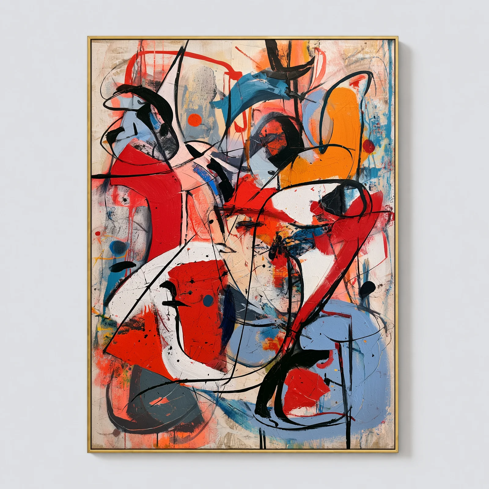 P050 | Chromatic Tension – Red and Blue Canvas Art