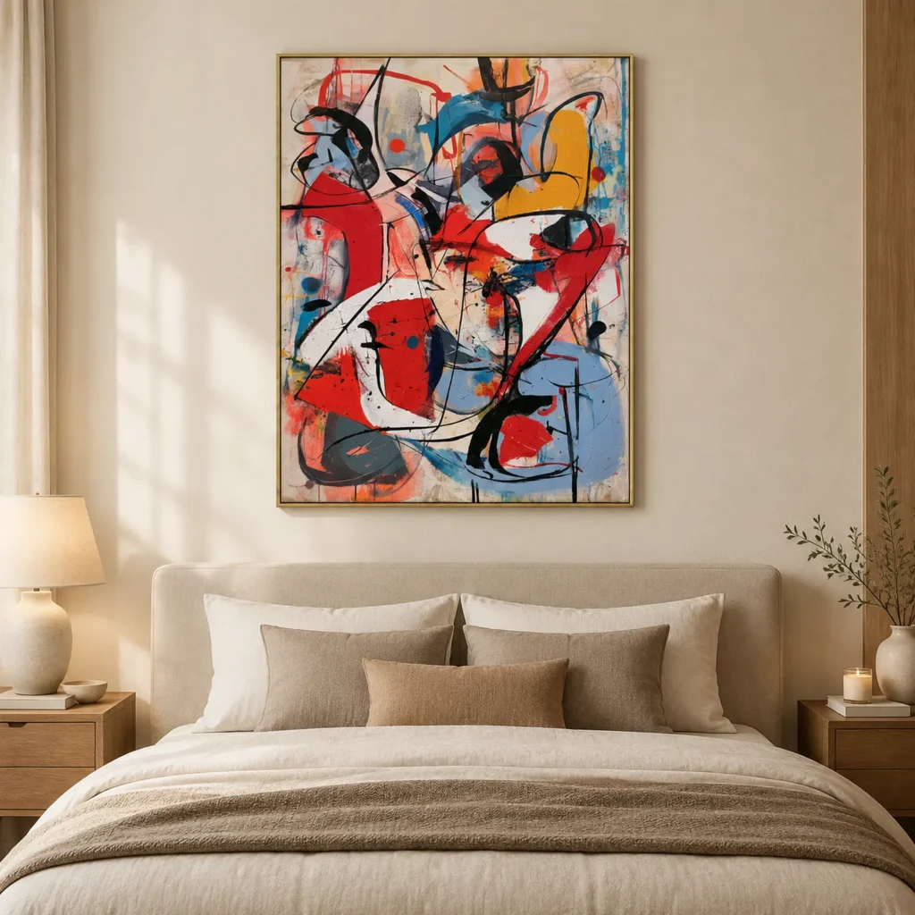 P050 | Chromatic Tension – Red and Blue Canvas Art