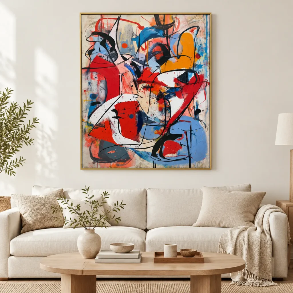 P050 | Chromatic Tension – Red and Blue Canvas Art