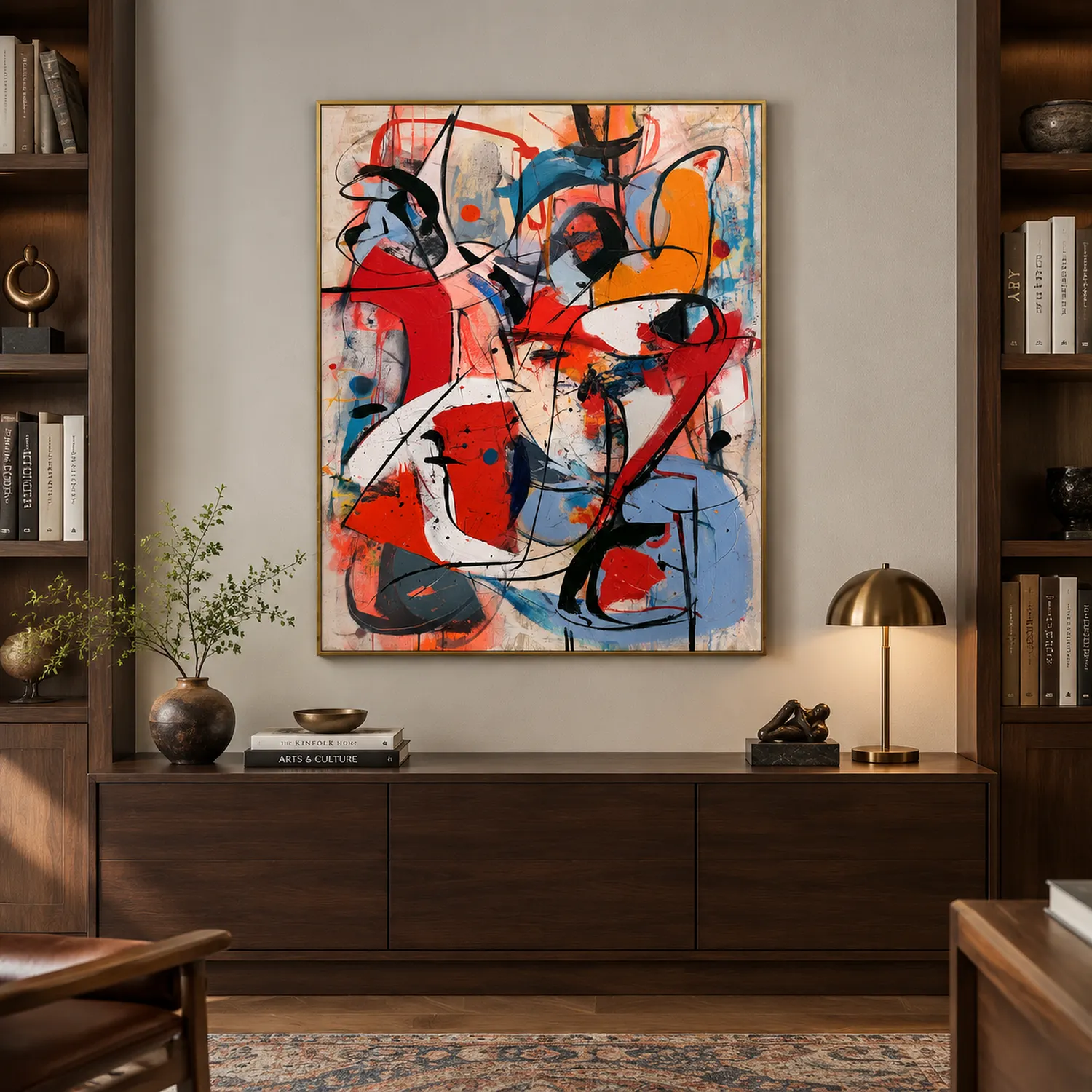 chromatic-tension-red-and-blue-canvas-art-office-1 P050 | Chromatic Tension – Red and Blue Canvas Art