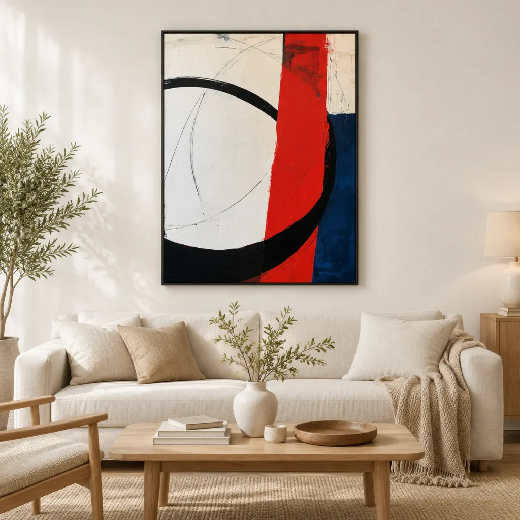 P066 | Crimson Passage – Geometric Abstract Wall Art