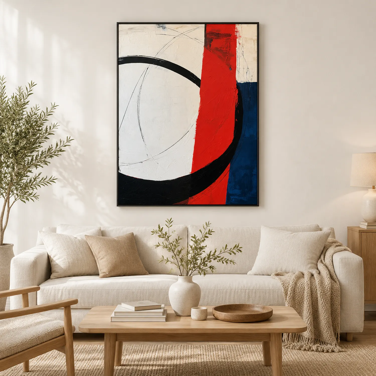 P066 | Crimson Passage – Geometric Abstract Wall Art