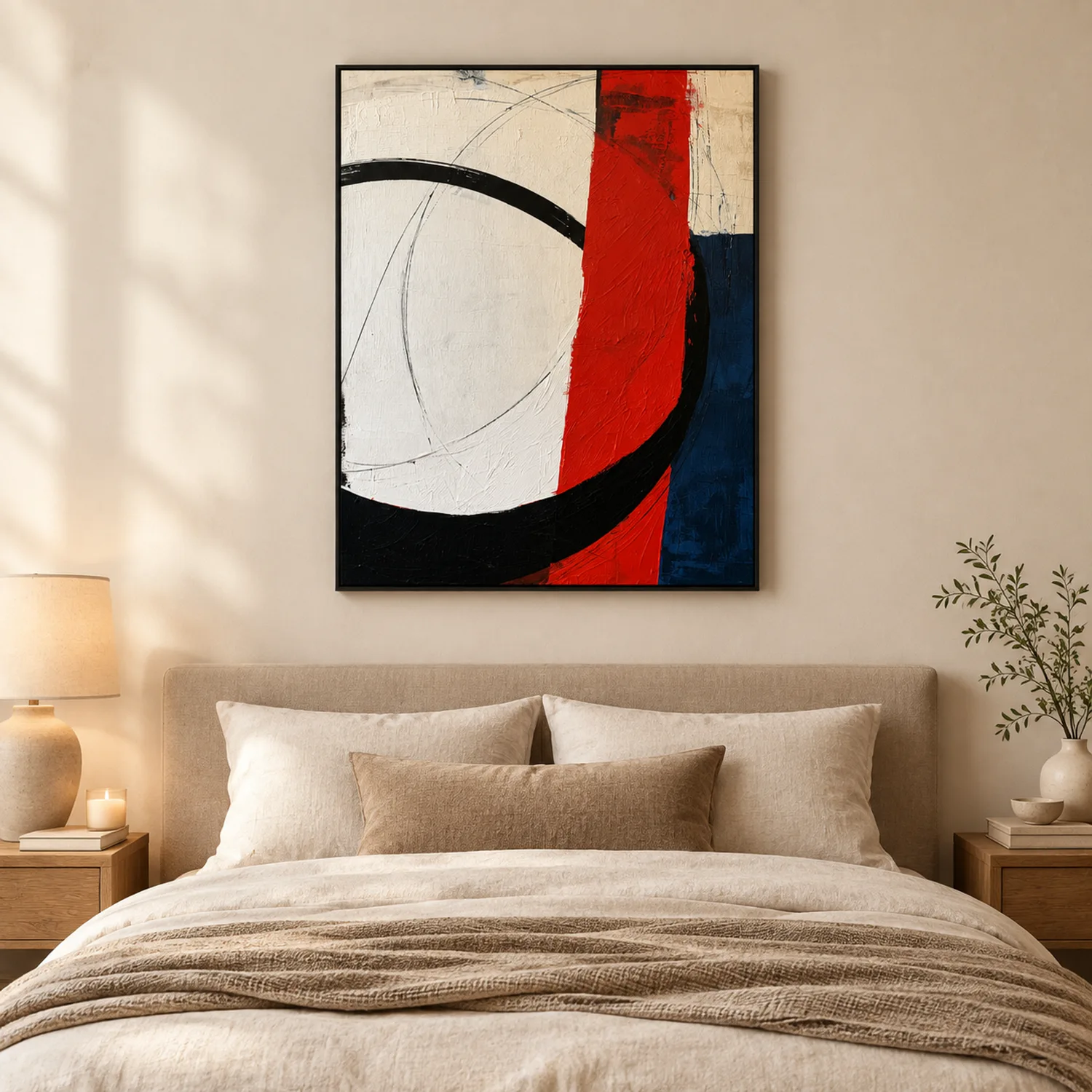 P066 | Crimson Passage – Geometric Abstract Wall Art