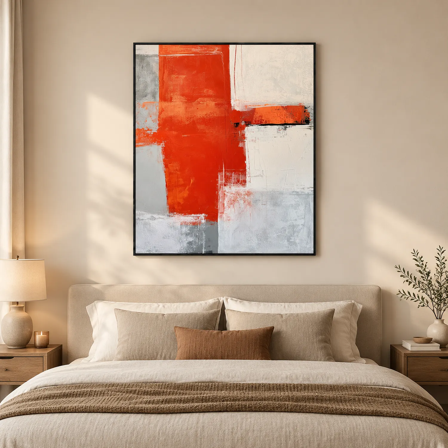 dry-line-textured-abstract-canvas-bedroom-1 P057 | Dry Line – Textured Abstract Canvas