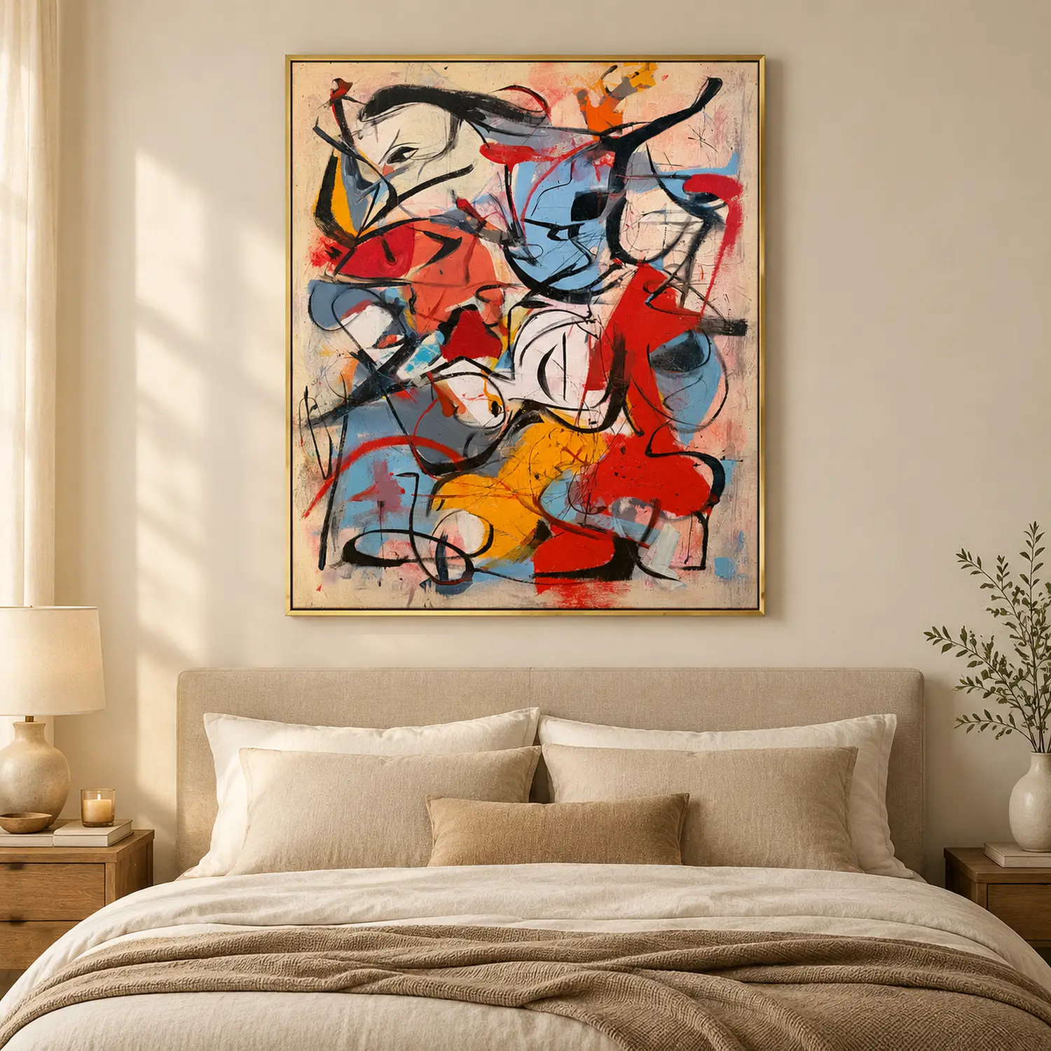 feral-rhythm-orange-abstract-wall-art-bedroom-1 P051 | Feral Rhythm – Orange Abstract Wall Art