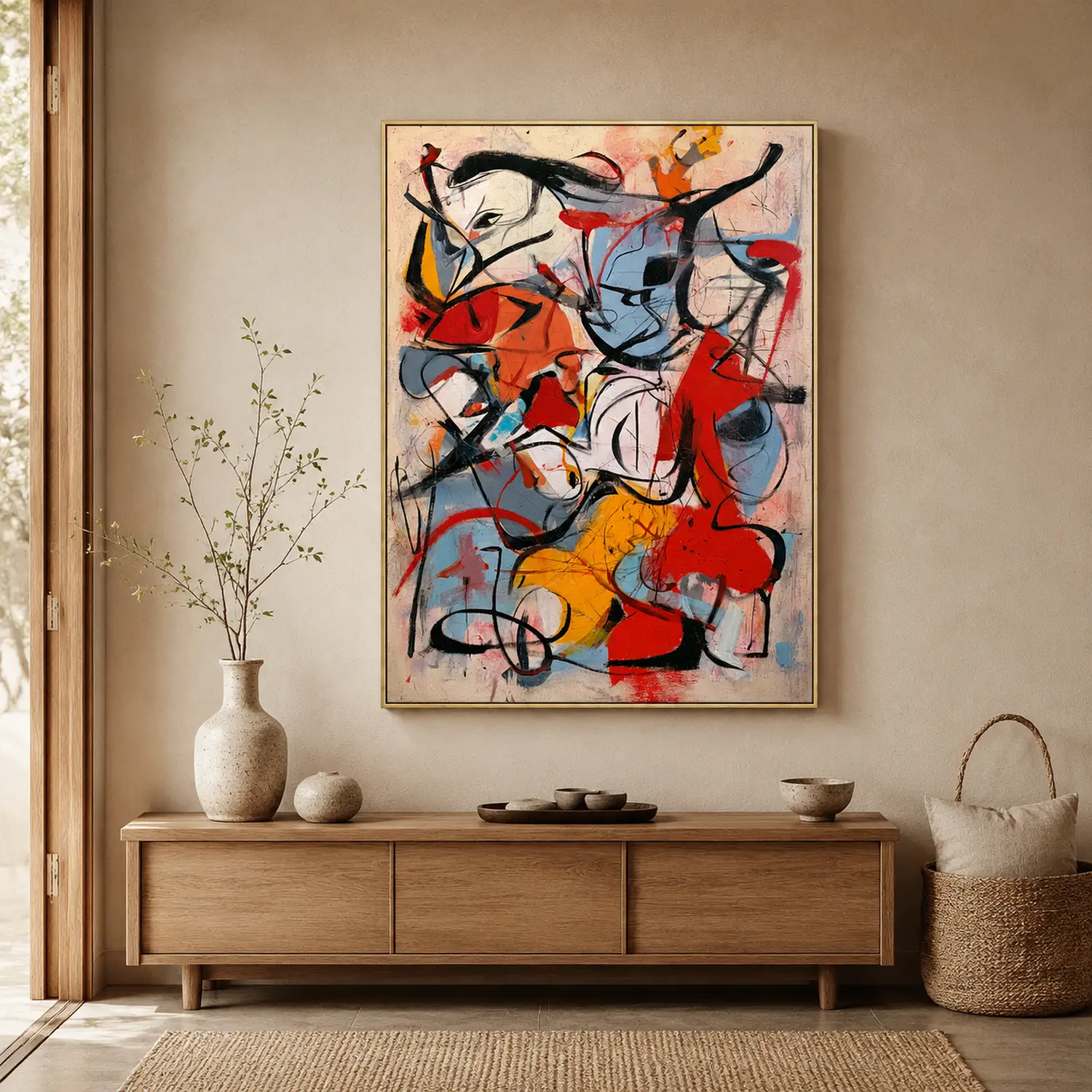 feral-rhythm-orange-abstract-wall-art-entryway-1 P051 | Feral Rhythm – Orange Abstract Wall Art