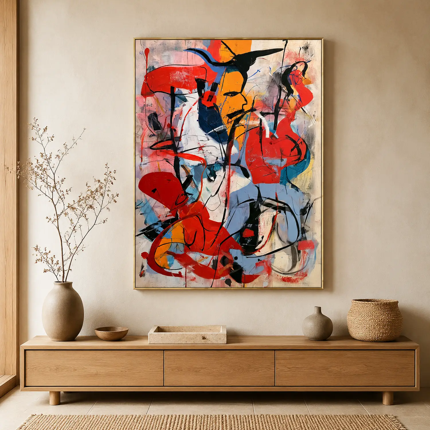 P049 | Instinct in Red – Red Abstract Wall Art