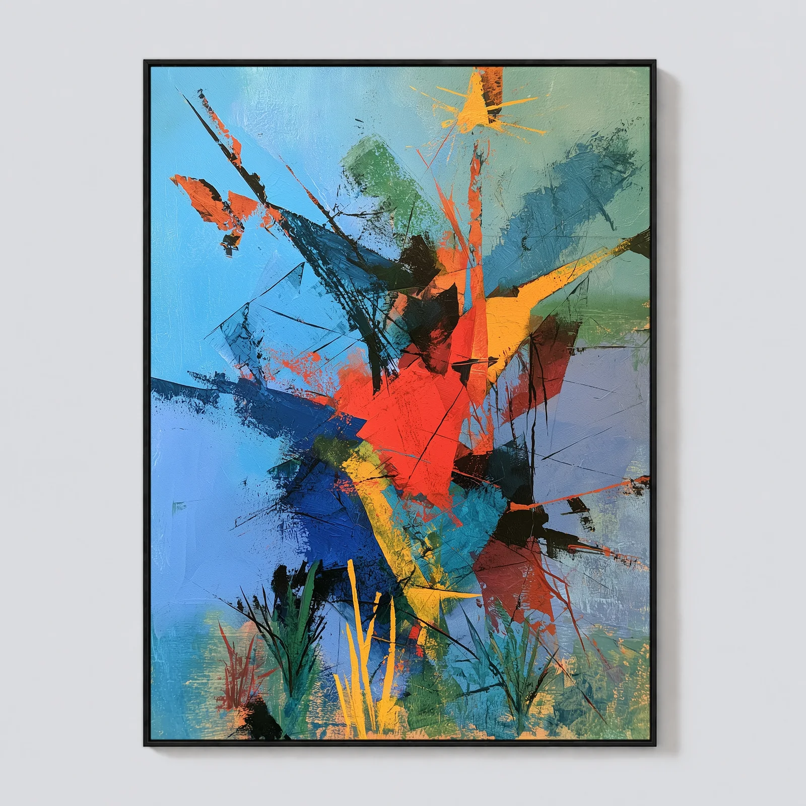 P035 | Morning Spark – Blue Abstract Wall Art
