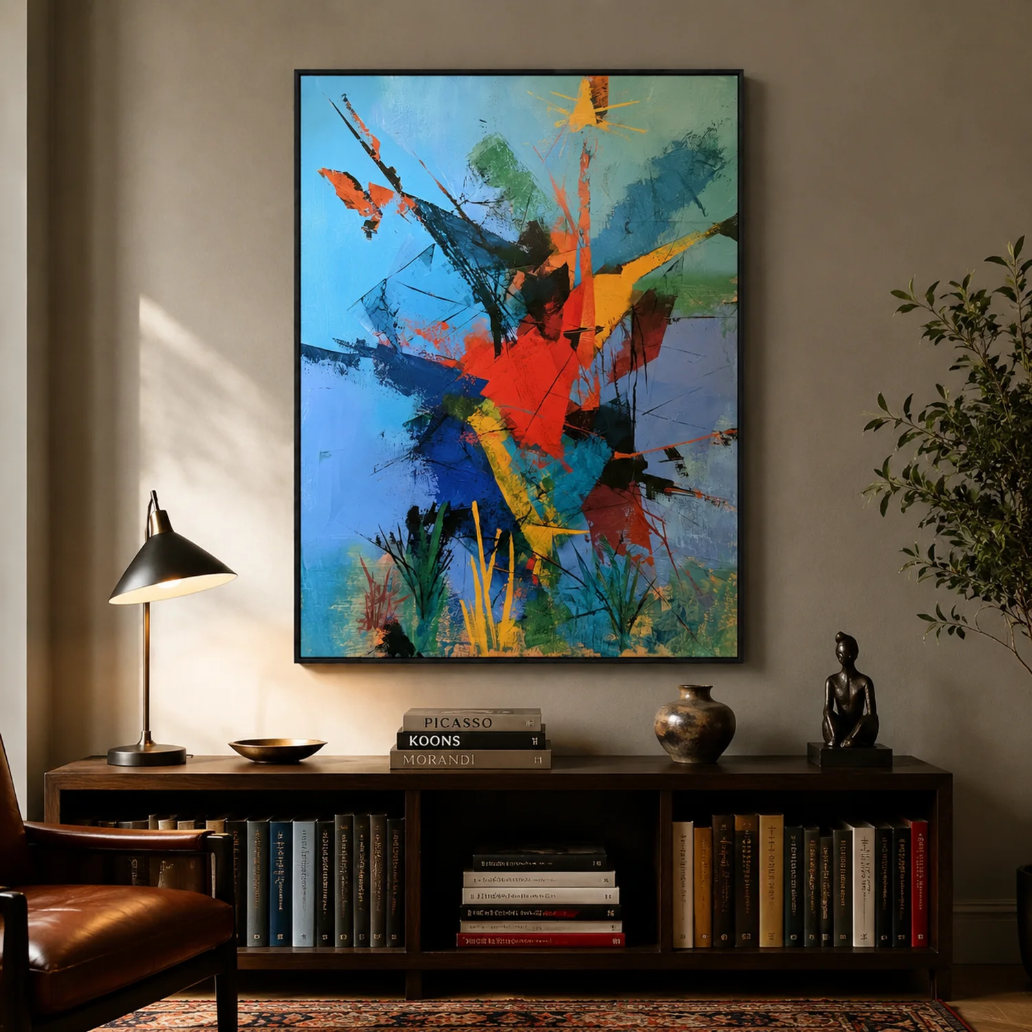 morning-spark-blue-abstract-wall-art-office-1 P035 | Morning Spark – Blue Abstract Wall Art