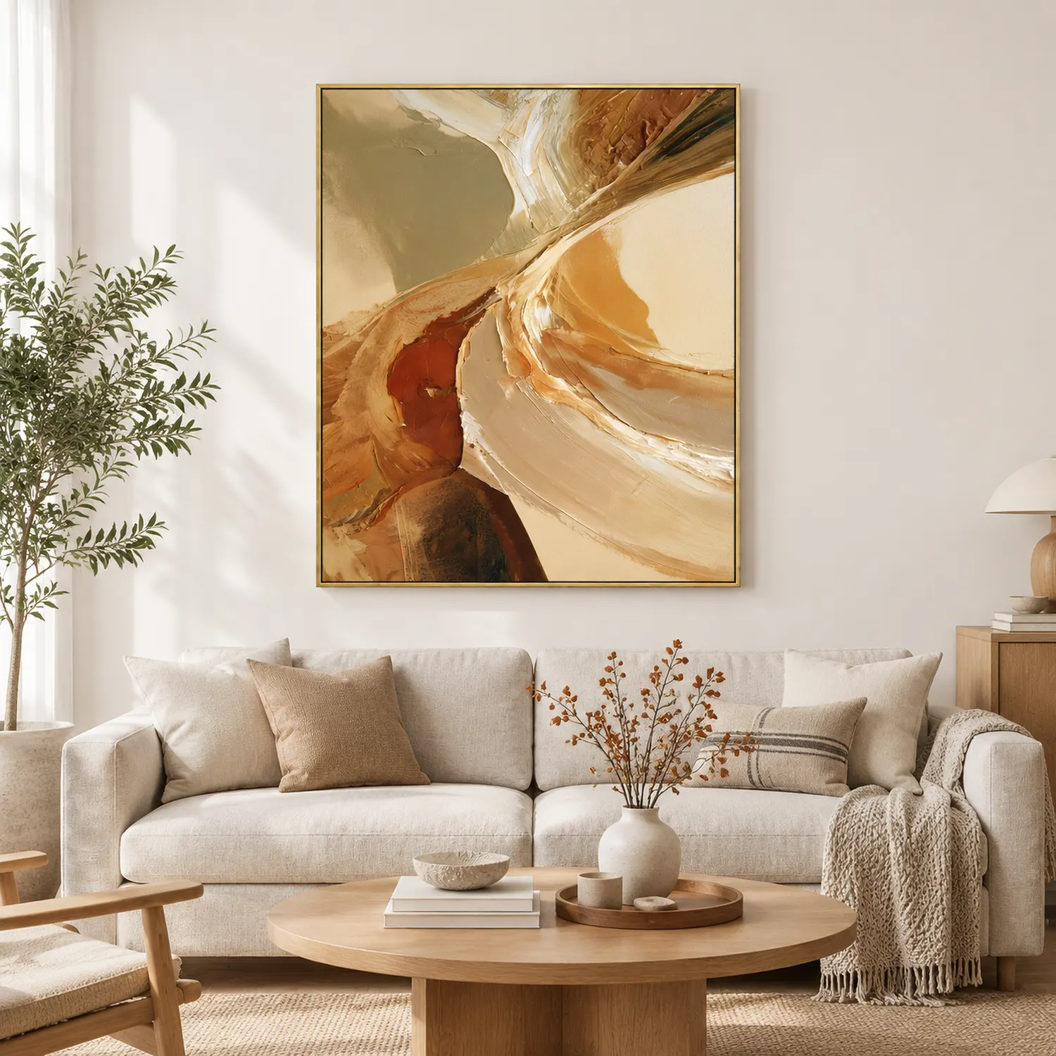 ochre-divide-earth-tone-canvas-art-display-01 P078 | Ochre Divide – Earth Tone Canvas Art
