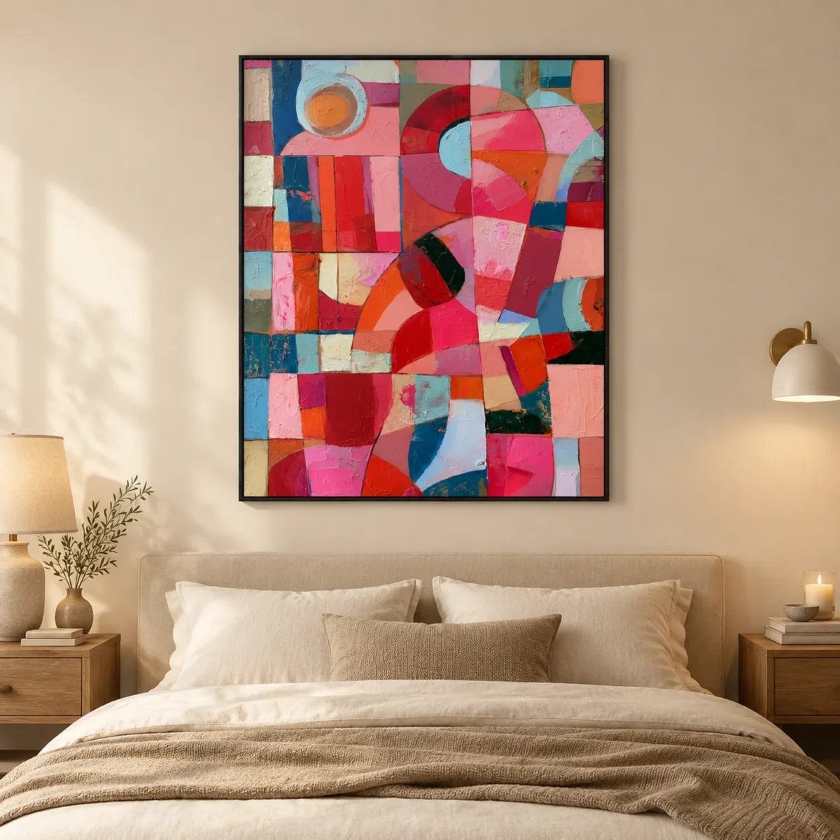 P060 | Ochre Ring – Pink Geometric Wall Art