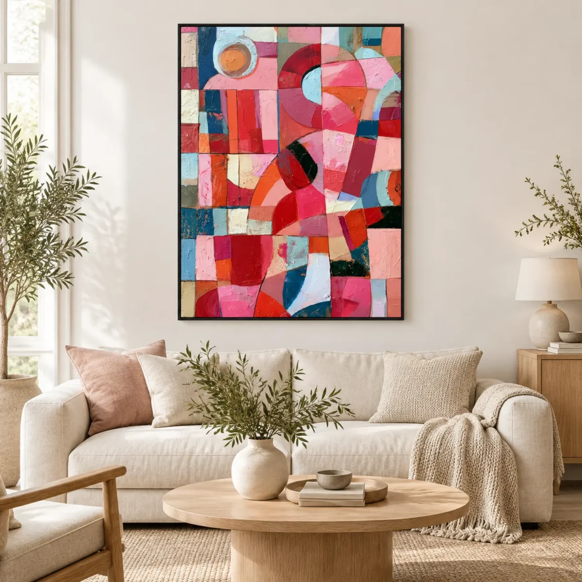 P060 | Ochre Ring – Pink Geometric Wall Art