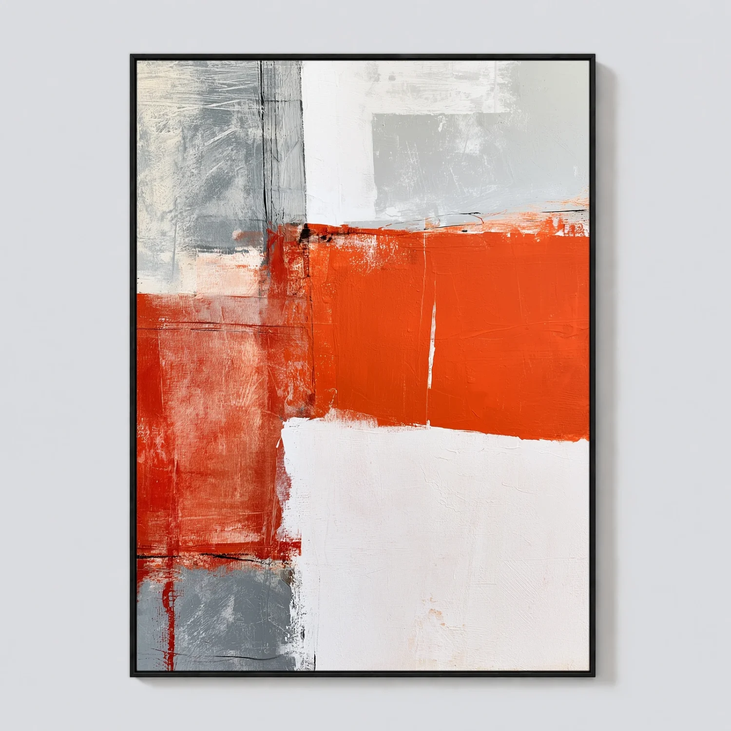 orange-divide-textured-abstract-canvas-T-3x4-black-frame-wall P055 | Orange Divide – Textured Abstract Canvas