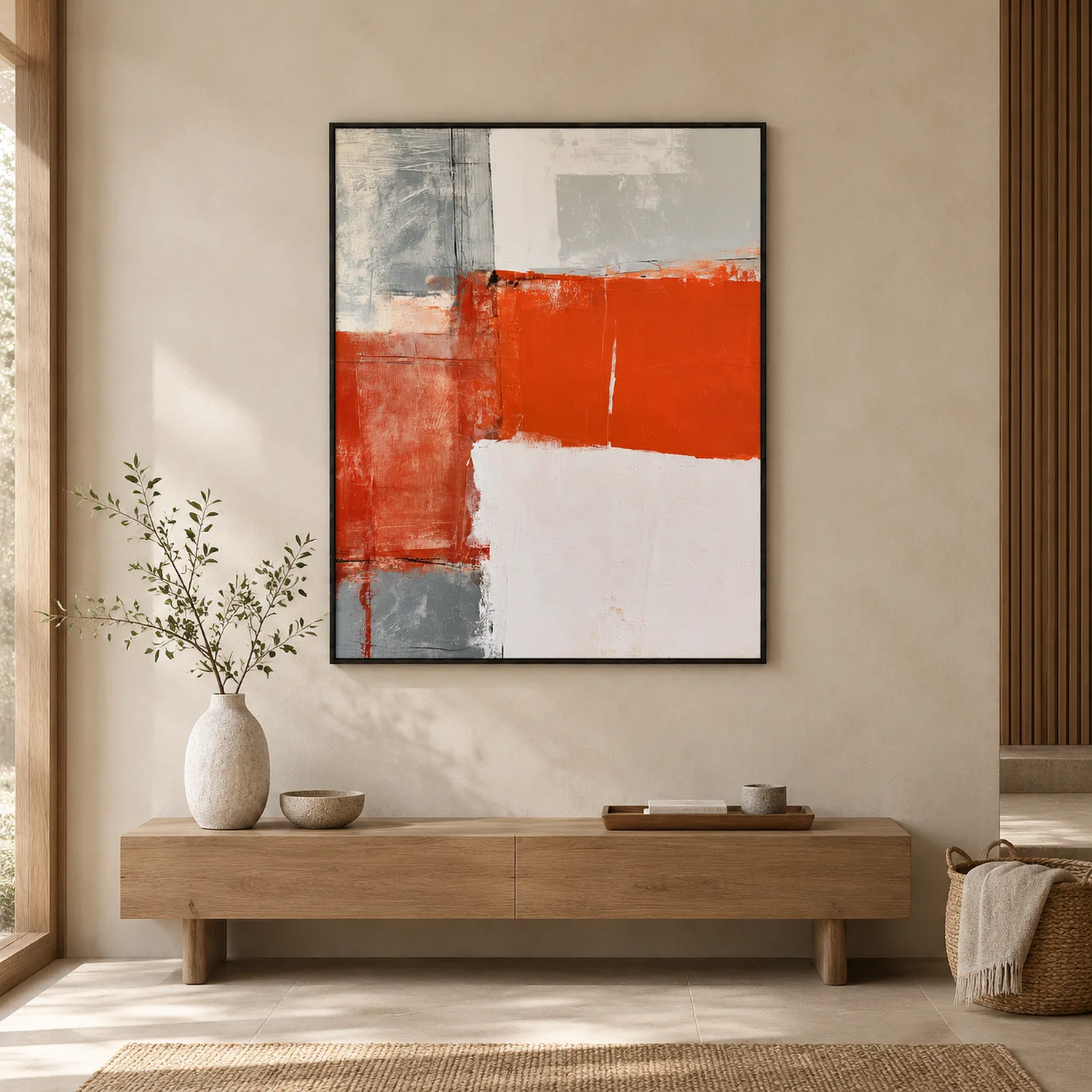 orange-divide-textured-abstract-canvas-entryway-1 P055 | Orange Divide – Textured Abstract Canvas