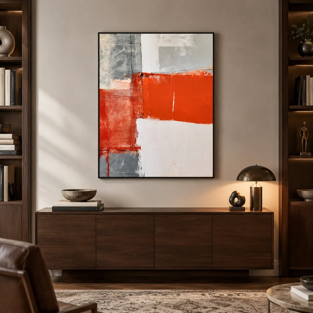 P055 | Orange Divide – Textured Abstract Canvas