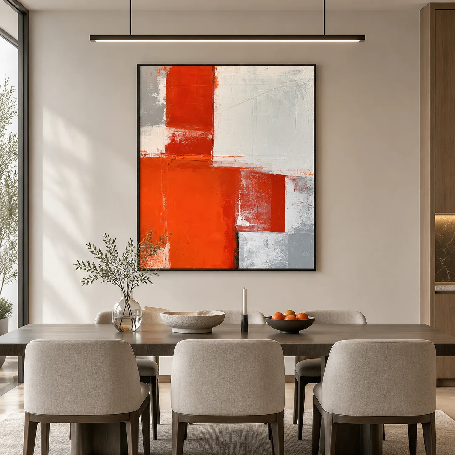 orange-interval-textured-abstract-canvas-dining-room-1 P056 | Orange Interval – Textured Abstract Canvas
