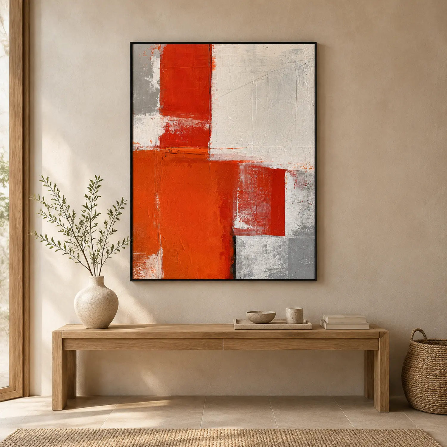orange-interval-textured-abstract-canvas-entryway-1 P056 | Orange Interval – Textured Abstract Canvas