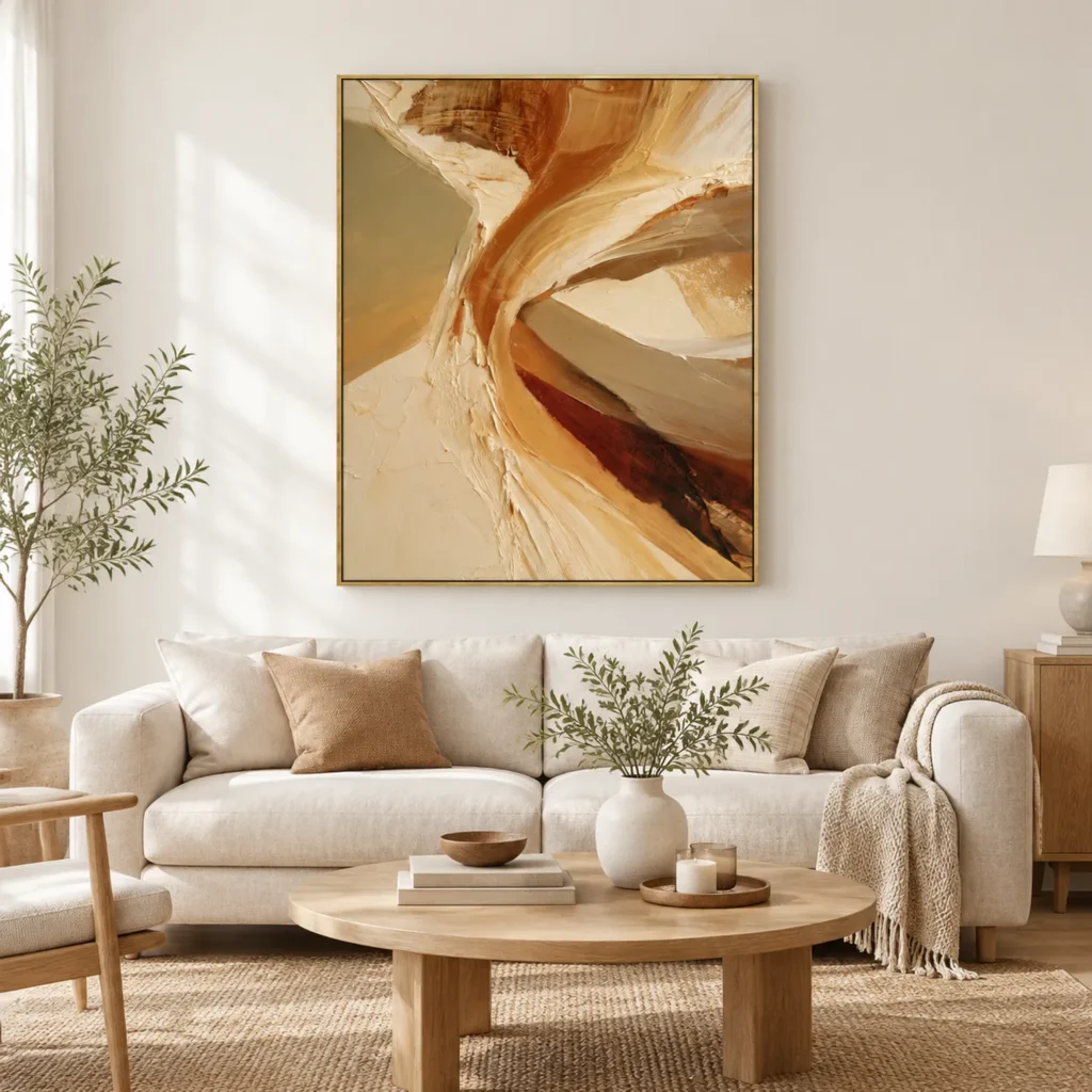 P079 | Pale Turn – Beige Abstract Wall Art