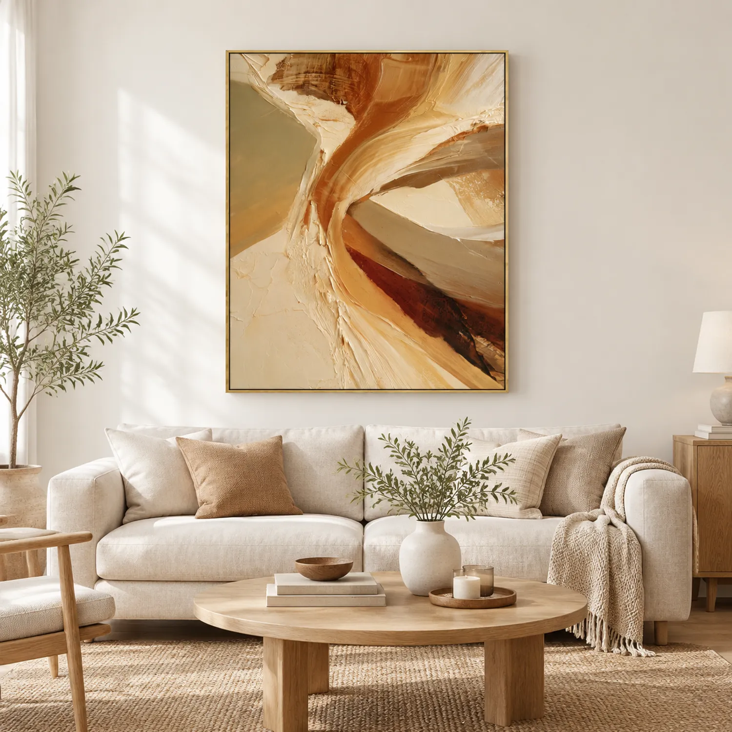 pale-turn-beige-abstract-wall-art-display-01 P079 | Pale Turn – Beige Abstract Wall Art