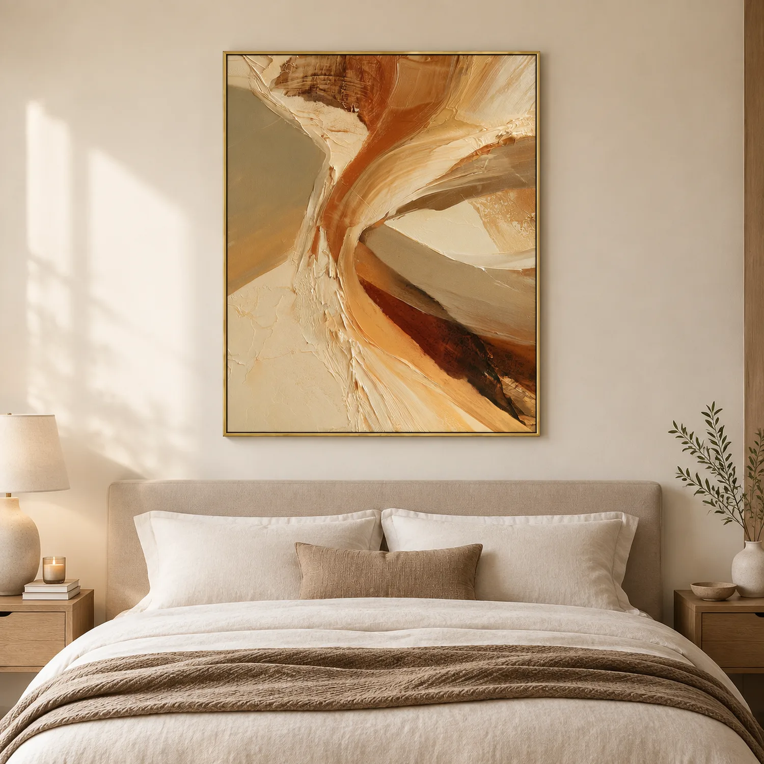 pale-turn-beige-abstract-wall-art-display-02 P079 | Pale Turn – Beige Abstract Wall Art