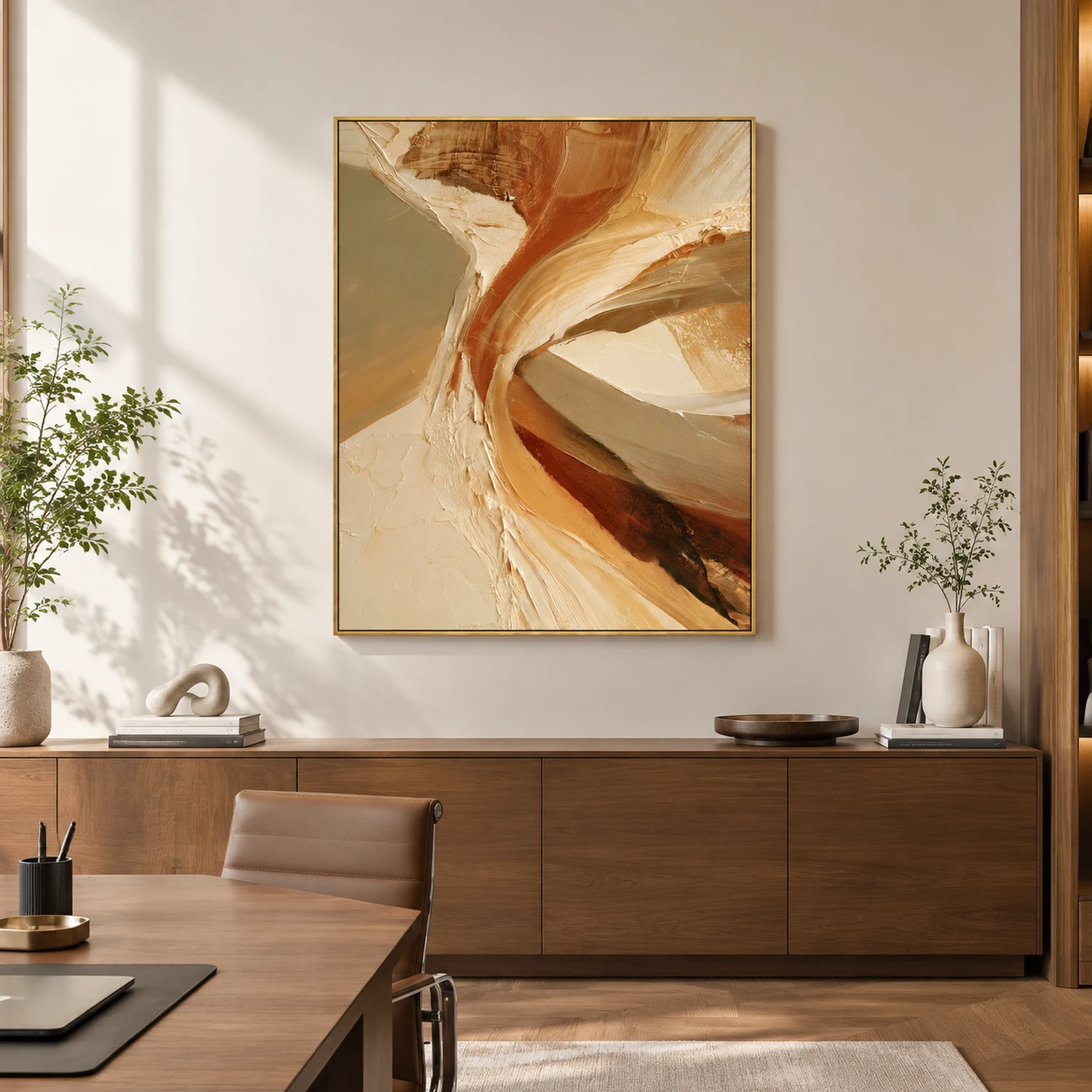 pale-turn-beige-abstract-wall-art-display-03 P079 | Pale Turn – Beige Abstract Wall Art
