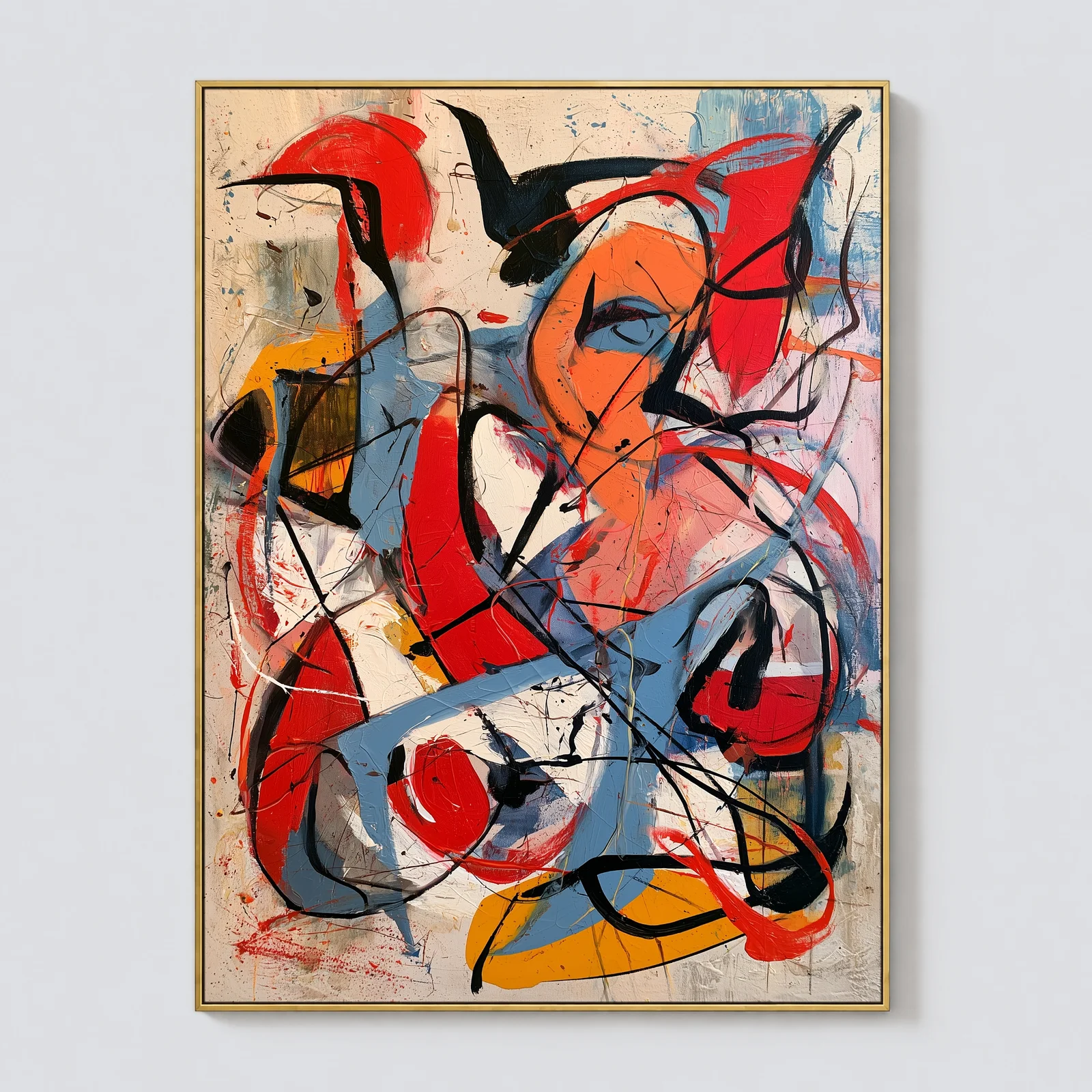 P047 | Primitive Pulse – Red Abstract Wall Art