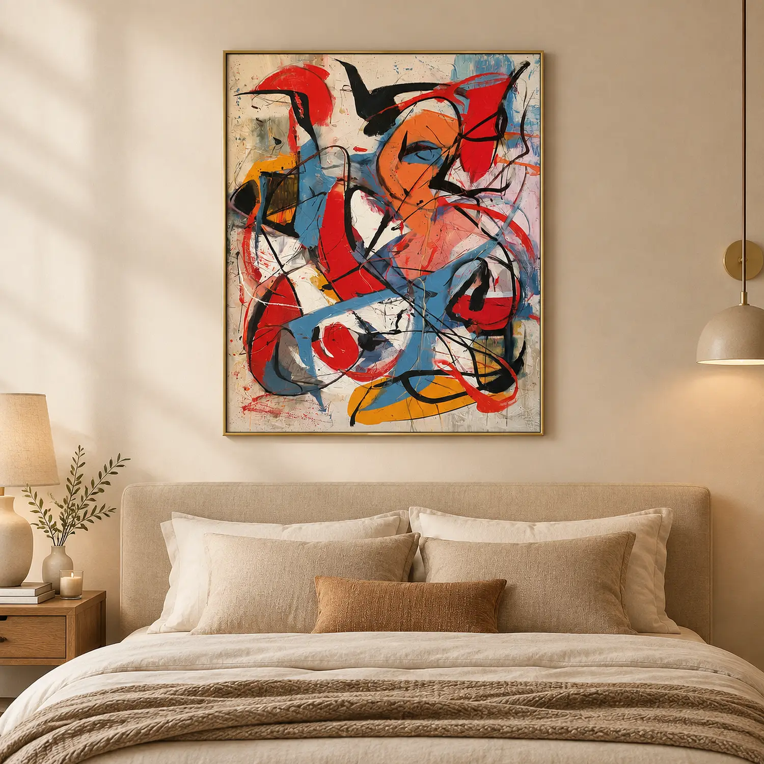 primitive-pulse-red-abstract-wall-art-bedroom-1 P047 | Primitive Pulse – Red Abstract Wall Art