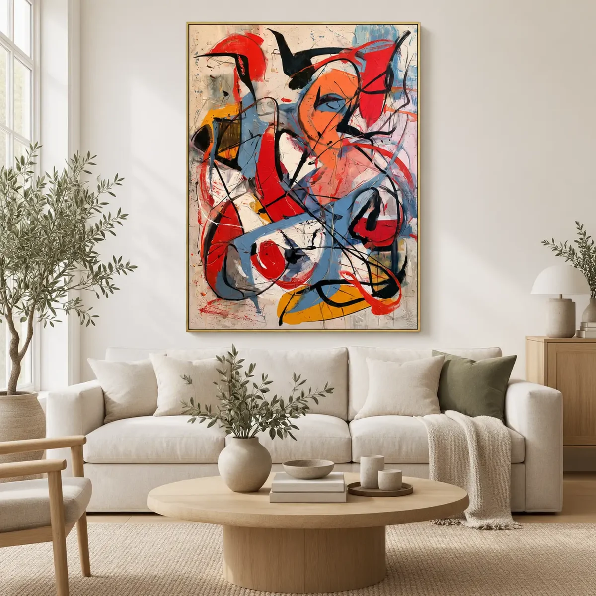 P047 | Primitive Pulse – Red Abstract Wall Art