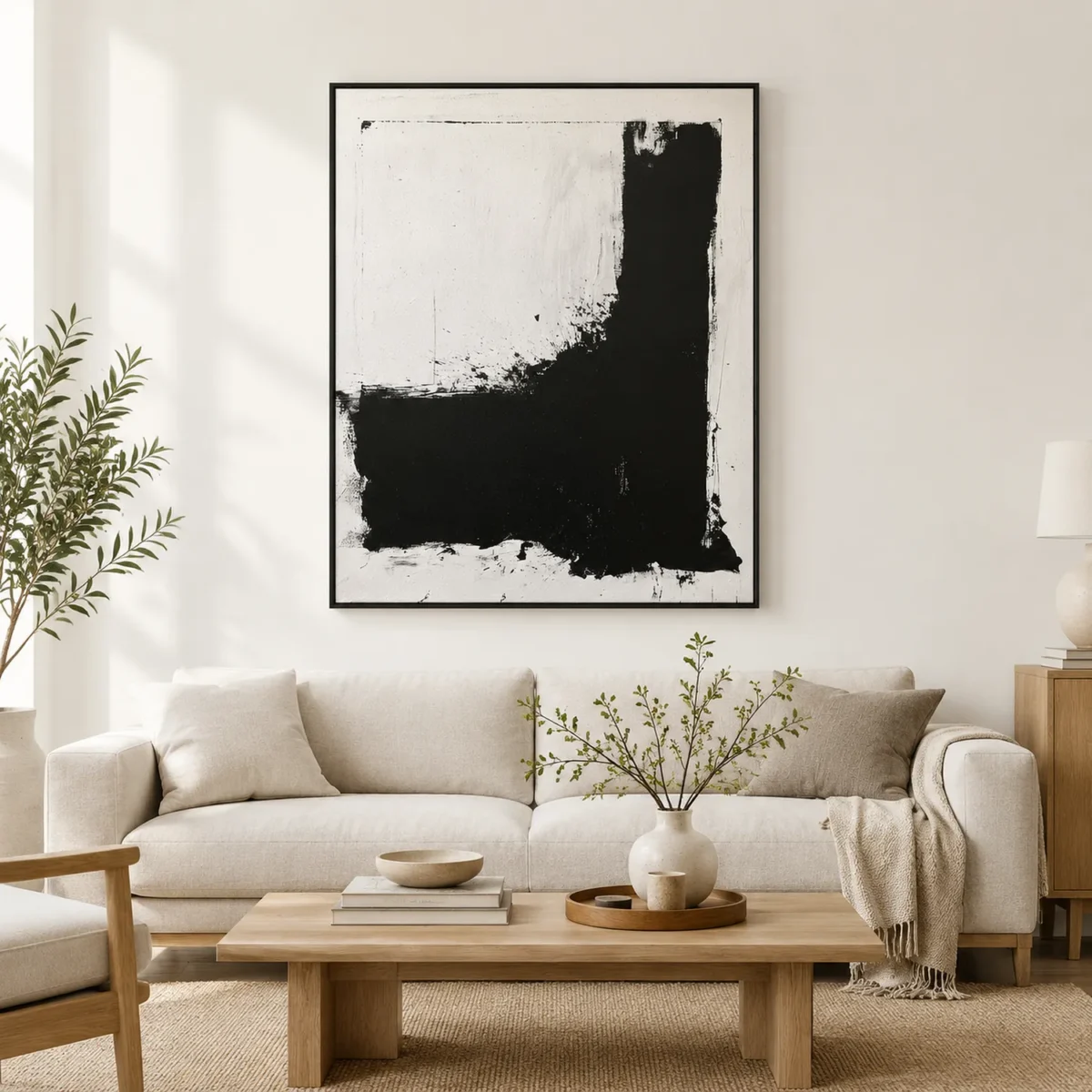 P072 | A Quiet Boundary – Black Geometric Wall Art