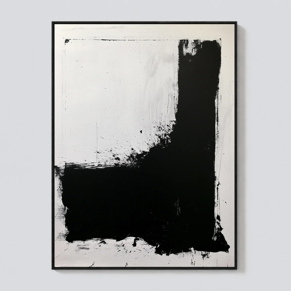 P072 | A Quiet Boundary – Black Geometric Wall Art