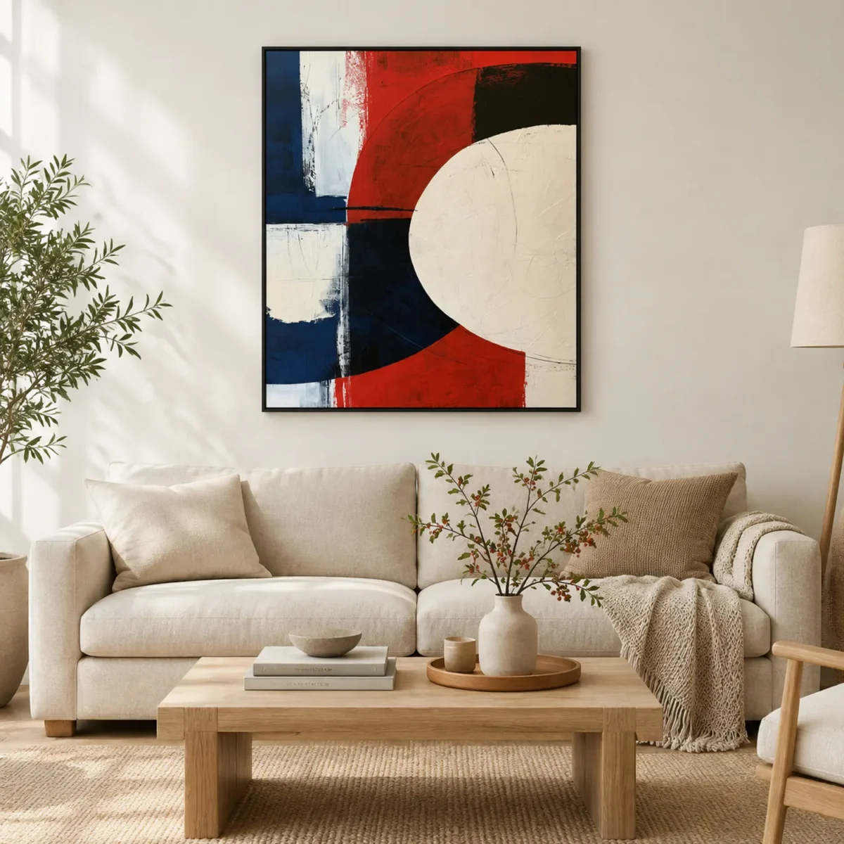 P069 | Red Across White – Modern Abstract Wall Art