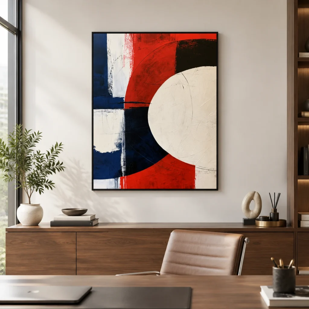 P069 | Red Across White – Modern Abstract Wall Art