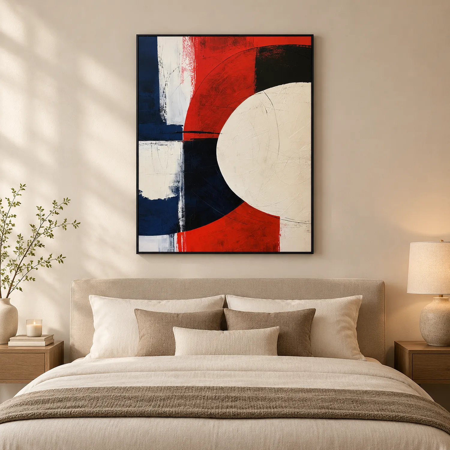 red-across-white-modern-abstract-wall-art-display-04 P069 | Red Across White – Modern Abstract Wall Art
